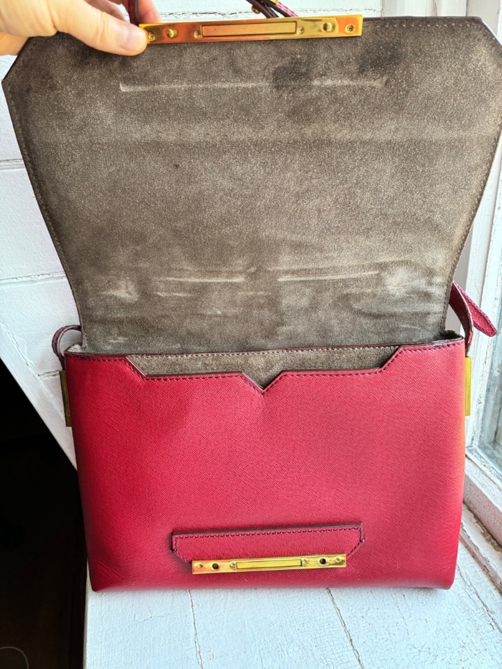 J.Crew red saffiano leather Crossbody Bag - Picture 2 of 13